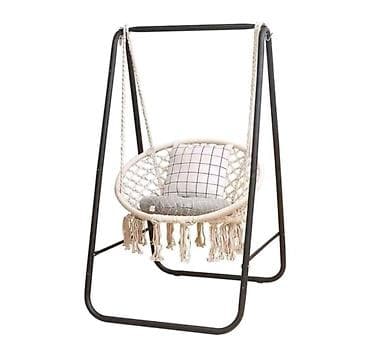 Viseća stolica sa stalkom – boho dizajn - Okrugla viseća stolica od na lalafo.rs — 1 Viseća stolica sa stalkom – boho dizajn - Okrugla viseća stolica od — 1