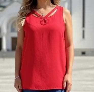 Blouses: Ženska crvena bluzica bez rukava - Model: lagana, ravna silueta do at lalafo.rs — 1 Blouses: Ženska crvena bluzica bez rukava - Model: lagana, ravna silueta do — 1