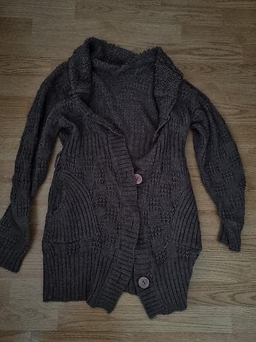 Džemper-kardigan za žene, braon boje, sa krupnim pletenim šarama i at lalafo.rs — 1 Džemper-kardigan za žene, braon boje, sa krupnim pletenim šarama i — 1