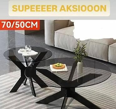 Desks and tables: Okrugli klub sto sa staklenom pločom – moderan set dva stola - at lalafo.rs — 1 Desks and tables: Okrugli klub sto sa staklenom pločom – moderan set dva stola - — 1