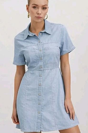 prsluk jaknica mango u: Džins košulja-haljina, mini dužine. - Materijal: denim (pamuk) at lalafo.rs — 2 prsluk jaknica mango u: Džins košulja-haljina, mini dužine. - Materijal: denim (pamuk) — 2