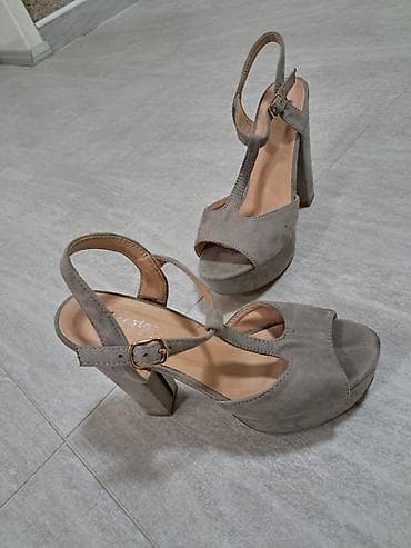 Ženske sandale na visoku blok štiklu, veličina 36. - Boja: siva na lalafo.rs — 2 Ženske sandale na visoku blok štiklu, veličina 36. - Boja: siva — 2