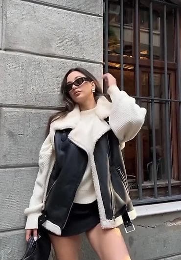 Ženska prsluk-jakna sa veštačkim krznom (aviator/biker stil) - Model na lalafo.rs — 2 Ženska prsluk-jakna sa veštačkim krznom (aviator/biker stil) - Model — 2
