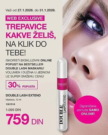 Farmasi Make Up Double Lash Extend maskara, 12 ml - Bestseller na lalafo.rs Farmasi Make Up Double Lash Extend maskara, 12 ml - Bestseller