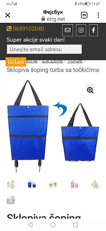 Sklopiva šoping torba sa točkićima - 2-u-1 dizajn: može se nositi kao na lalafo.rs — 4 Sklopiva šoping torba sa točkićima - 2-u-1 dizajn: može se nositi kao — 4