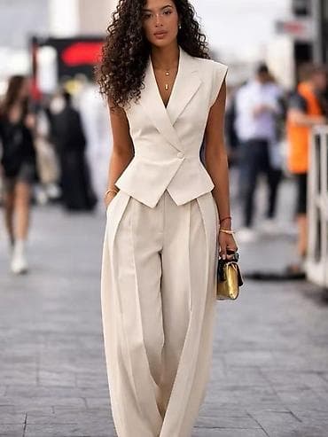 ✅✅Ženski elegantan dvodelni komplet – prsluk i široke pantalone S M L na lalafo.rs ✅✅Ženski elegantan dvodelni komplet – prsluk i široke pantalone S M L