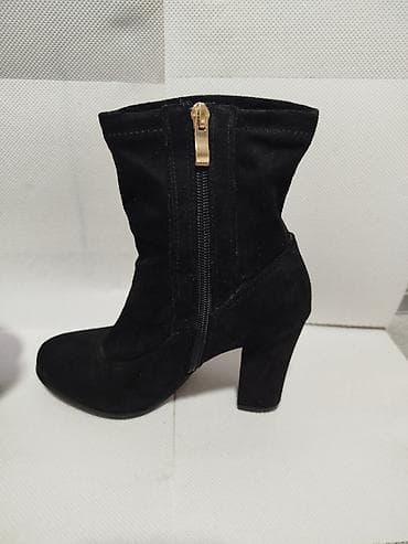 Ženske čizmice na štiklu – crne, do članka - Materijal: meki veštački na lalafo.rs — 3 Ženske čizmice na štiklu – crne, do članka - Materijal: meki veštački — 3