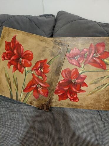 Dekorativne slike – set 2 komada - Motiv: crveni cvetovi at lalafo.rs — 1 Dekorativne slike – set 2 komada - Motiv: crveni cvetovi — 1