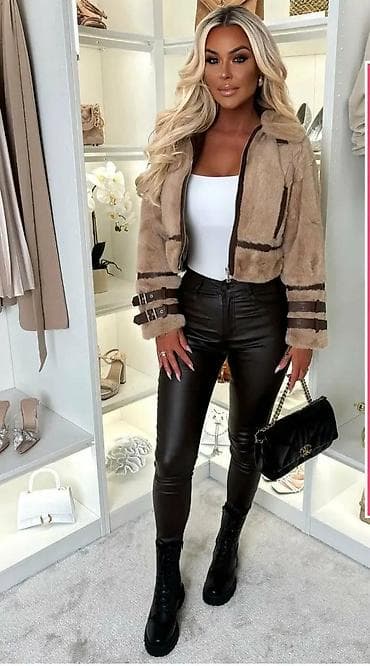 Kratka jakna od veštačkog krzna sa detaljima od eko kože - Model na lalafo.rs — 1 Kratka jakna od veštačkog krzna sa detaljima od eko kože - Model — 1