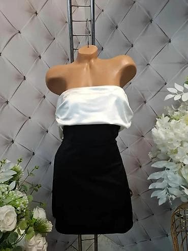 Elegantna mini haljina bez bretela u crno‑beloj kombinaciji. - Gornji at lalafo.rs — 1 Elegantna mini haljina bez bretela u crno‑beloj kombinaciji. - Gornji — 1