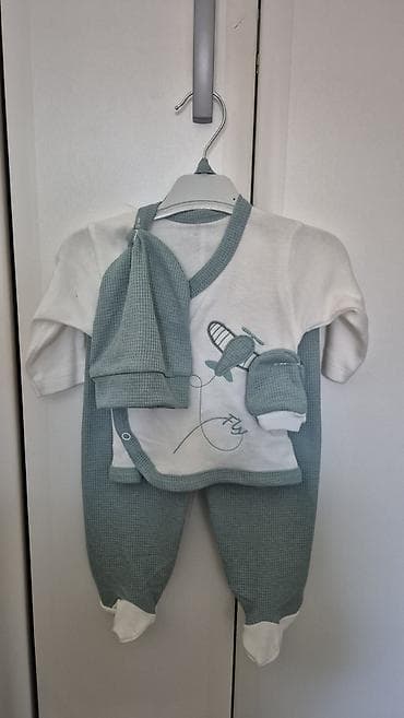 Bebi komplet 5 delova – mint/bele boje - Sastav: pamučni rebrasti na lalafo.rs — 3 Bebi komplet 5 delova – mint/bele boje - Sastav: pamučni rebrasti — 3