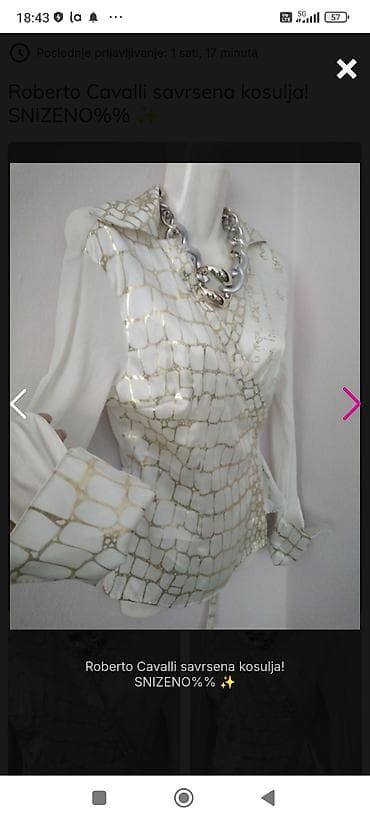 Roberto Cavalli ženska košulja – model na preklop - Boja: krem/bela at lalafo.rs — 3 Roberto Cavalli ženska košulja – model na preklop - Boja: krem/bela — 3