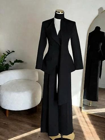 Ženski elegantni komplet – sako i široke pantalone - Krojen set sa na lalafo.rs — 2 Ženski elegantni komplet – sako i široke pantalone - Krojen set sa — 2