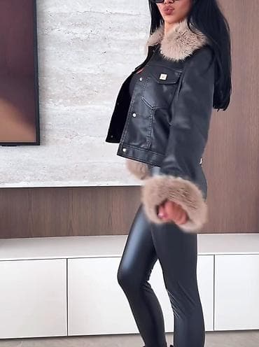 Ženska kožna jakna sa krznom – kraći model - Materijal: glatka na lalafo.rs — 9 Ženska kožna jakna sa krznom – kraći model - Materijal: glatka — 9