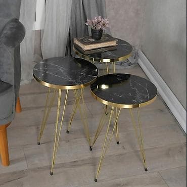 Stilski klub stolovi: Set od tri pomoćna/klub stolića – moderni “nesting” dizajn - Okrugle na lalafo.rs — 2 Stilski klub stolovi: Set od tri pomoćna/klub stolića – moderni “nesting” dizajn - Okrugle — 2