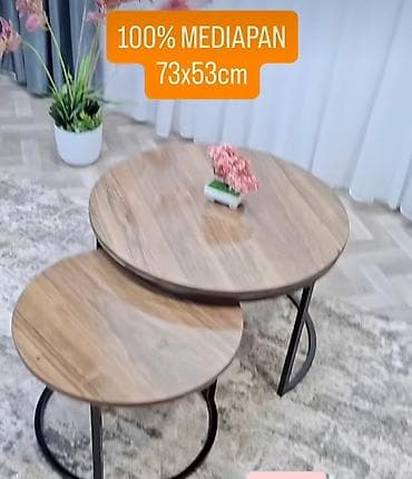 Set od dva okrugla klub-stola – 100% mediapan. - Materijal: ploče od na lalafo.rs Set od dva okrugla klub-stola – 100% mediapan. - Materijal: ploče od