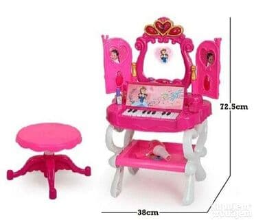 💄✨ Toaletni sto za devojčice sa ogledalom, stolicom i klavirom Prelep na lalafo.rs 💄✨ Toaletni sto za devojčice sa ogledalom, stolicom i klavirom Prelep