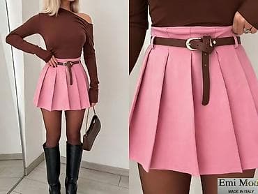 Velicine S,M,L Mini suknja sa faltama i kaišem - Kroj: A-linija na lalafo.rs — 3 Velicine S,M,L Mini suknja sa faltama i kaišem - Kroj: A-linija — 3