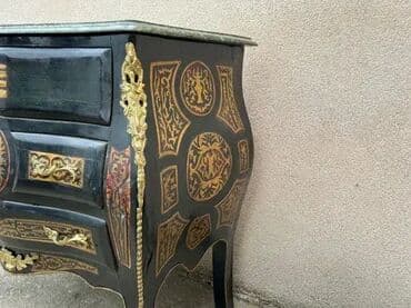 Antique Dressers: Stara stilska Boulle trbušasta komoda sa mermerom Stara stilska Boulle at lalafo.rs — 13 Antique Dressers: Stara stilska Boulle trbušasta komoda sa mermerom Stara stilska Boulle — 13