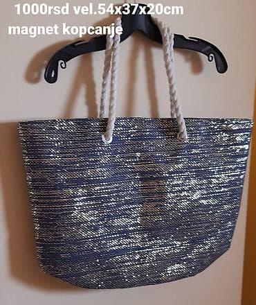 Torba za plažu/šoping sa šljokičastim tkanjem u tamnoplavoj nijansi na lalafo.rs — 1 Torba za plažu/šoping sa šljokičastim tkanjem u tamnoplavoj nijansi — 1