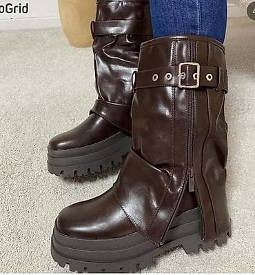 Ženske čizme sa platformom i grubim đonom - Materijal: glatka na lalafo.rs — 2 Ženske čizme sa platformom i grubim đonom - Materijal: glatka — 2