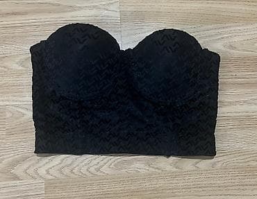 Crni ženski top-korset bez naramenica - Model: bandeau/korzet top sa na lalafo.rs — 2 Crni ženski top-korset bez naramenica - Model: bandeau/korzet top sa — 2