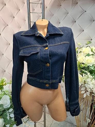 Ženska teksas jakna – kratki kroj, tamno plava (indigo) - Materijal na lalafo.rs Ženska teksas jakna – kratki kroj, tamno plava (indigo) - Materijal