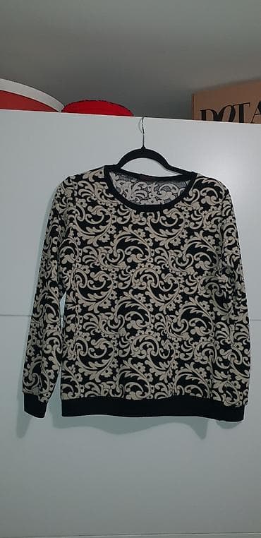 Bluza sa elastinom siroka. - Boja crna osnova sa bež na lalafo.rs Bluza sa elastinom siroka. - Boja crna osnova sa bež