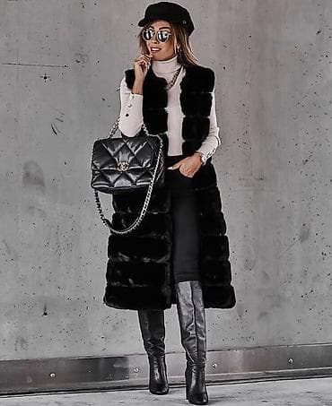 Duga ženska prsluk-jakna od veštačkog krzna, model bez rukava, sa na lalafo.rs — 4 Duga ženska prsluk-jakna od veštačkog krzna, model bez rukava, sa — 4