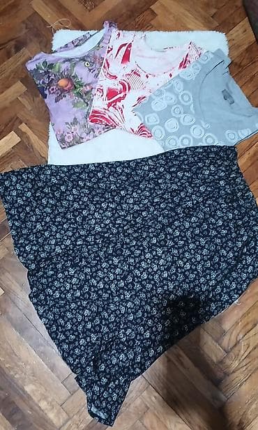 sweatshirt h: Paket zenske odece, sastoji se od 3 majice kratkih rukava i 1 suknje at lalafo.rs — 1 sweatshirt h: Paket zenske odece, sastoji se od 3 majice kratkih rukava i 1 suknje — 1