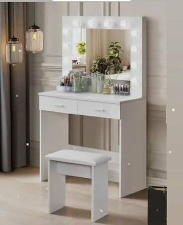 Toaletni sto sa ogledalom i LED sijalicama - Moderan, bele boje, sa na lalafo.rs Toaletni sto sa ogledalom i LED sijalicama - Moderan, bele boje, sa