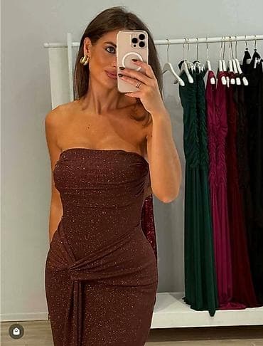 Elegantna večernja haljina bez bretela sa šljokičastim efektom - na lalafo.rs — 3 Elegantna večernja haljina bez bretela sa šljokičastim efektom - — 3