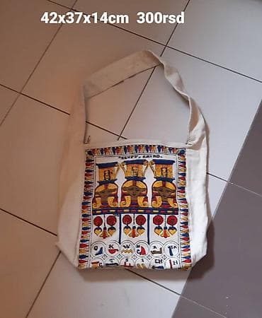 Platnena torba sa egipatskim motivima - Materijal: prirodno platno na lalafo.rs — 1 Platnena torba sa egipatskim motivima - Materijal: prirodno platno — 1