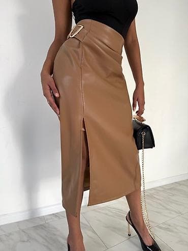 Midi suknja od eko kože – Ella Deluxe - Kroj: pencil/midi dužina do na lalafo.rs — 1 Midi suknja od eko kože – Ella Deluxe - Kroj: pencil/midi dužina do — 1