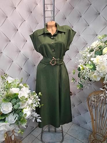 Košulja-haljina midi dužine sa kaišem - Model: elegantna na lalafo.rs Košulja-haljina midi dužine sa kaišem - Model: elegantna