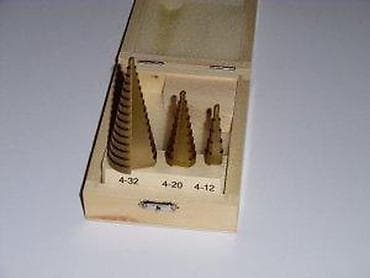 Tools & Equipment: Set stepenastih burgija – 3 komada u drvenoj kutiji - Tip: stepenaste at lalafo.rs — 8 Tools & Equipment: Set stepenastih burgija – 3 komada u drvenoj kutiji - Tip: stepenaste — 8
