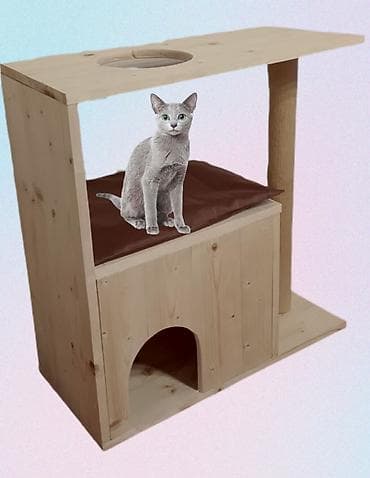 Drvena kućica/penjalica za mačke sa grebalicom - Materijal: puno na lalafo.rs Drvena kućica/penjalica za mačke sa grebalicom - Materijal: puno
