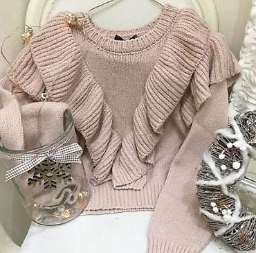 za svaki dan: Pleten džemper sa volanima – puder roze - Model: ženski džemper sa na lalafo.rs — 1 za svaki dan: Pleten džemper sa volanima – puder roze - Model: ženski džemper sa — 1