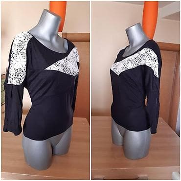 zenske broj: Crna ženska bluzica sa 3/4 rukavima i širokim izrezom. Gornji deo je at lalafo.rs — 2 zenske broj: Crna ženska bluzica sa 3/4 rukavima i širokim izrezom. Gornji deo je — 2