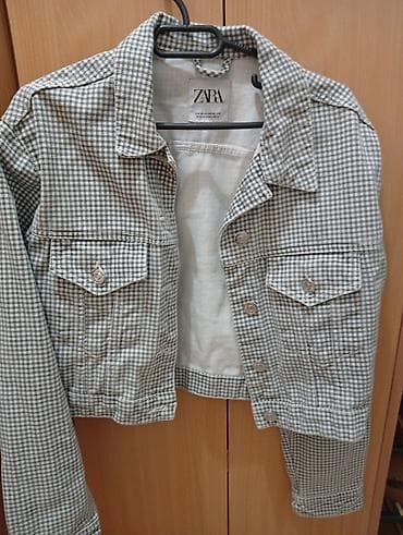 ZARA kratka jakna sa sitnim karo (gingham) dezenom u sivo‑belim na lalafo.rs — 1 ZARA kratka jakna sa sitnim karo (gingham) dezenom u sivo‑belim — 1