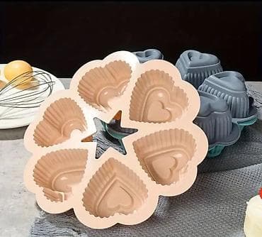 Silikonski kalup za pečenje – 6 kolačića u obliku srca - Materijal na lalafo.rs — 1 Silikonski kalup za pečenje – 6 kolačića u obliku srca - Materijal — 1