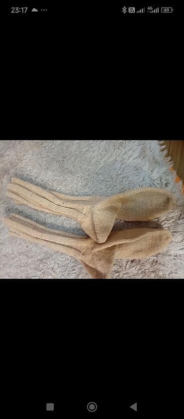 Ručne vunene čarape – dugačke, tople i debelo pletene, u svetlo bež na lalafo.rs — 2 Ručne vunene čarape – dugačke, tople i debelo pletene, u svetlo bež — 2