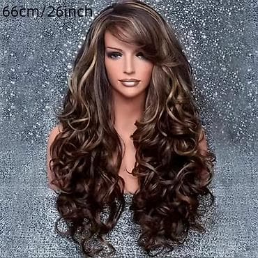 Duga talasasta perika – braon sa pramenovima, 66 cm (26 inča) - Stil at lalafo.rs — 3 Duga talasasta perika – braon sa pramenovima, 66 cm (26 inča) - Stil — 3