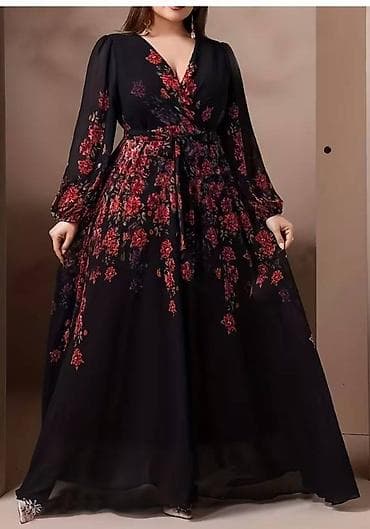 Dugačka maxi haljina sa romantičnim cvetnim printom na crnoj podlozi na lalafo.rs — 1 Dugačka maxi haljina sa romantičnim cvetnim printom na crnoj podlozi — 1