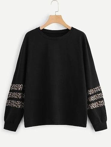 Bluza duks crna boja sa leopard trakama na oba rukava na lalafo.rs Bluza duks crna boja sa leopard trakama na oba rukava