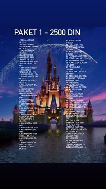 Dizni sinhronizovani crtani filmovi "PAKET 1". Pored naziva filmova at lalafo.rs Dizni sinhronizovani crtani filmovi "PAKET 1". Pored naziva filmova