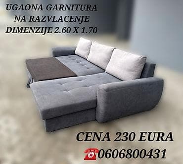 Ugaona garnitura na razvlačenje - Dimenzije: 2.60 x 1.70 m - Siva na lalafo.rs — 7 Ugaona garnitura na razvlačenje - Dimenzije: 2.60 x 1.70 m - Siva — 7