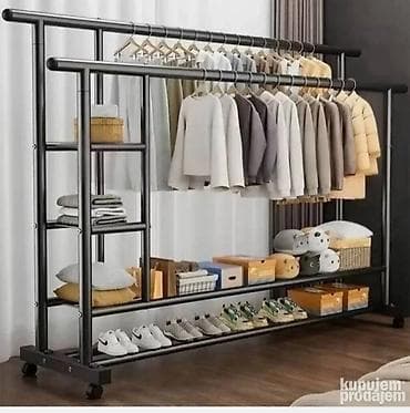 Veliki mobilni garderober/raf za odlaganje - Dvostruka šipka za na lalafo.rs — 2 Veliki mobilni garderober/raf za odlaganje - Dvostruka šipka za — 2