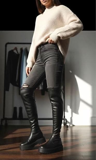 High boots, 38, color - Black at lalafo.rs — 1 High boots, 38, color - Black — 1