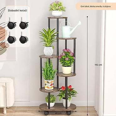 Stalak za cveće sa točkićima – 6 nivoa - Dimenzije: visina 110 cm na lalafo.rs Stalak za cveće sa točkićima – 6 nivoa - Dimenzije: visina 110 cm